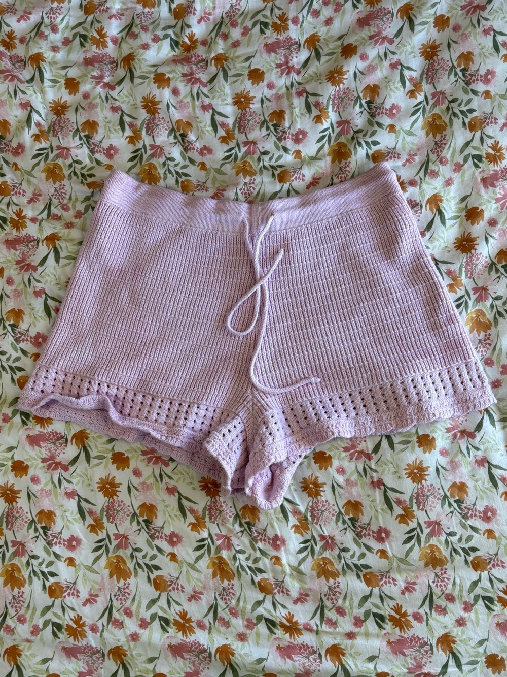 Aerie Light Pink Crochet Knit Shorts Size M Beach Vacation Relaxation